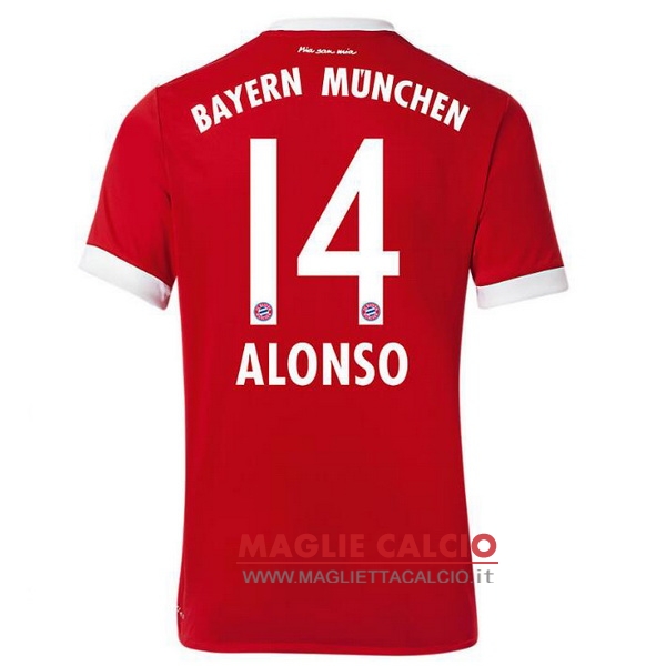 nuova maglietta bayern munich 2017-2018 alonso 14 prima